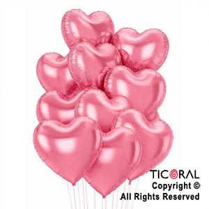SET DE GLOBOS METALIZADOS CORAZON ROSA x 10 UNIDADES